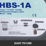 Station de récupération fluide frigorigène 1/2 HP réfrigérant R410A