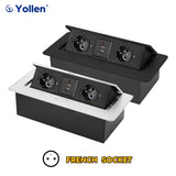 Prise de table encastrable, 2 prises avec 2 ports USB - YOLLEN